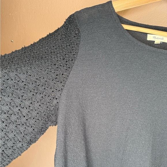 Madewell Texture & Thread Eyelet Mix Ruffle-Sleeve Top Sz Large Whimsigoth Boho - Picture 7 of 14